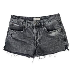 We The Free Shorts Womens 27 Free People Distressed Button Fly Gray Denim Bottom